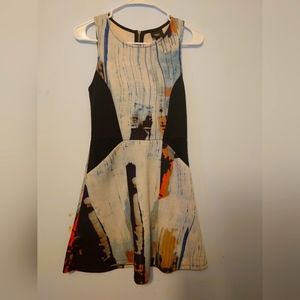 Abstract Print A-Line Dress